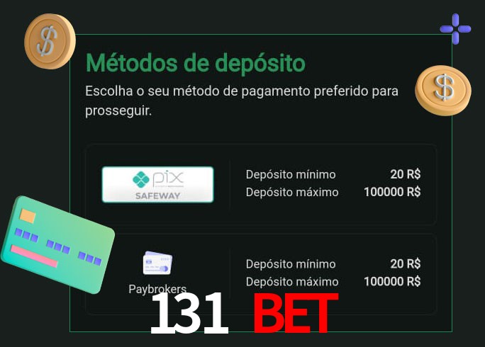 O cassino 131 bet oferece uma grande variedade de métodos de pagamento